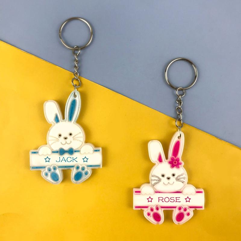 Shiny Glossy Easter Couple for Key Pendant Mold Resin Craft Easter Day Bunny Mold for DIY Keychain Necklace Charms Makin