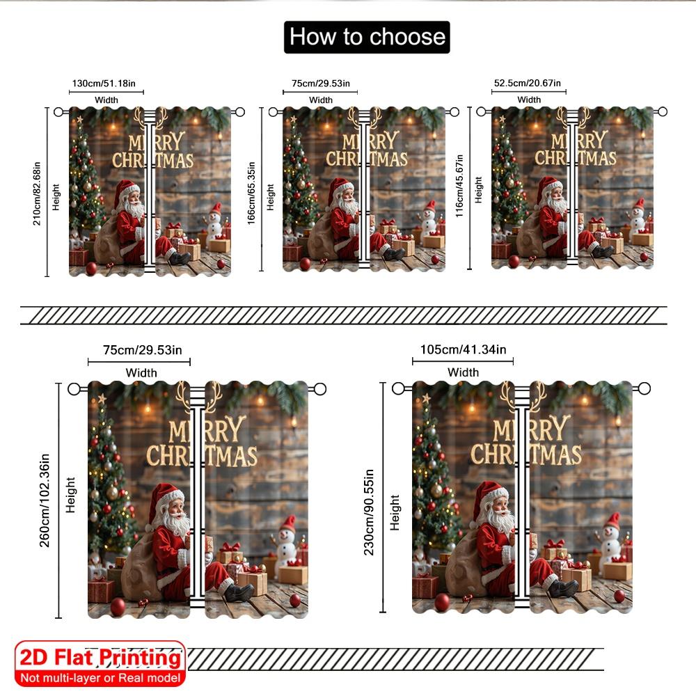 2pcs 2D flat printing Christmas Drapes Merry Christmas Snowman Santa 100% Polyester Fabric Without Electricity 0 Use for