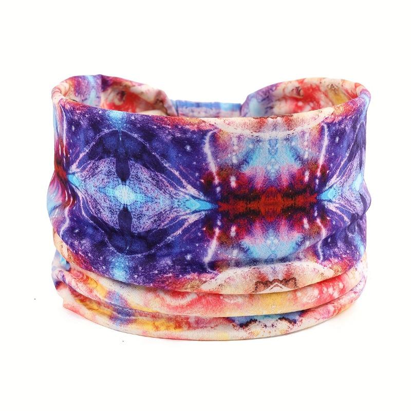 Bohemian Mandala Blume Stirnband: Elastische, atmungsaktive, schweißabsorbierende Damen Kopfbedeckung mit breiter Krempe