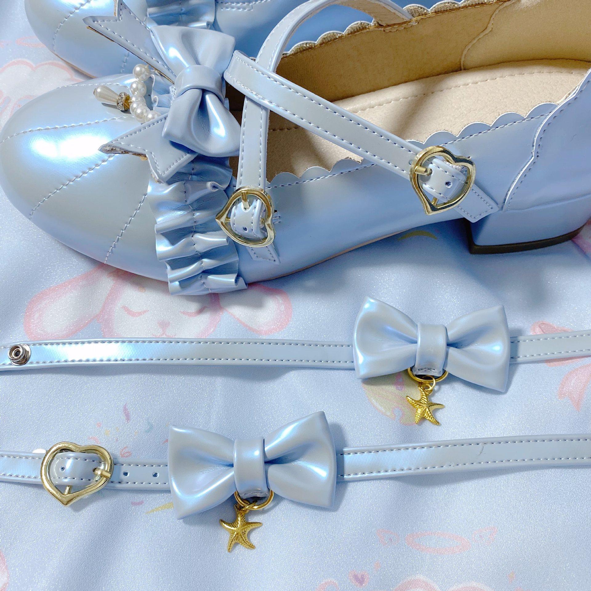 

Polaris Ocean Original Lolita [Deep Sea Covenant] Туфли Lo на среднем каблуке с круглой головкой и кружевом, элегантные женские туфли в стиле Лолита 34