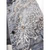 2025 Spring/Summer Women's Distressed Denim Vest with Heavy Beaded Floral Design