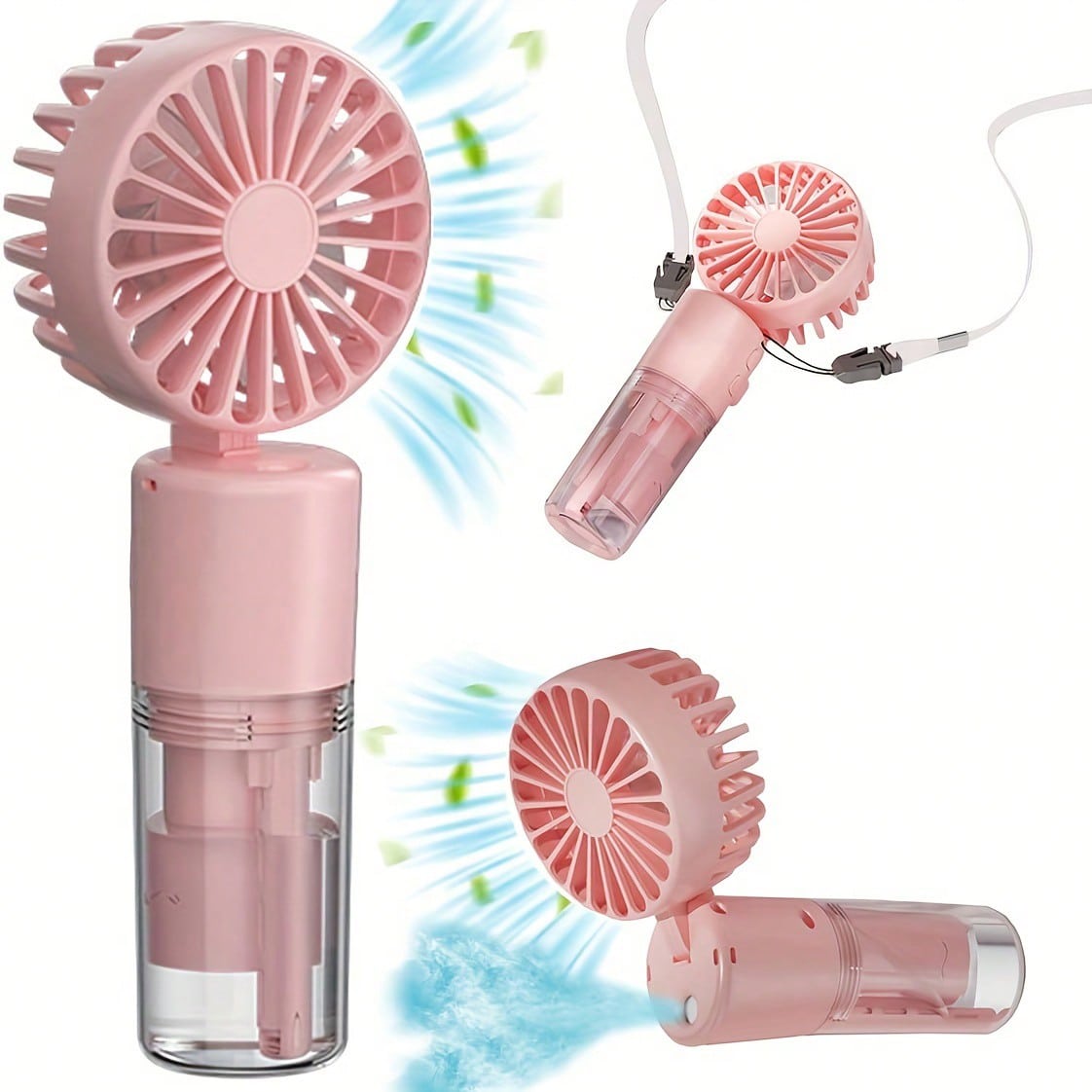 

Handheld Spray Fan High Wind Power Humidifying Mist Watering Fan Mini Handheld Fan розовый