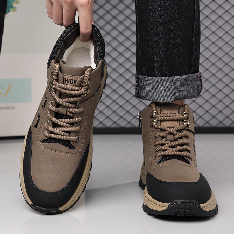 

Men s soft elastic winter warm cold padded snow boots thick-soled non-slip wear outdoor leisure sports mountaineering cotton boots 44