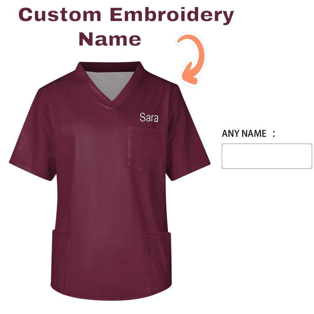 DIY Name Embroidery Customization Men's Short Sleeve Button Lapel Solid Color Chest Pocket Dry-nurse Top