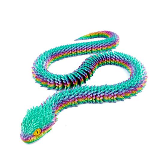 3D Printed Snake Figurine Movable Joints Snake Figure Articulated Animal Model Toy Home Office Bookshelf Desktop Decoration Ornament