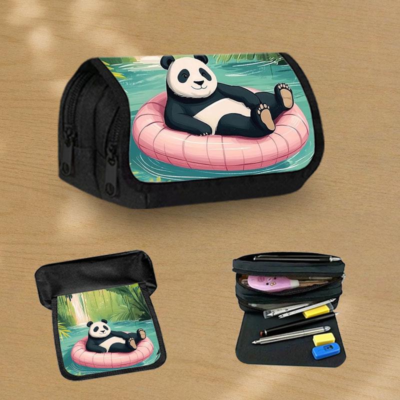 Cartoon Style Panda Float - Flip-Top Pencil Case for School Large Capacity Pencil Pouch Aesthetic Pencil Box for Office Stationery Organizer Makeup B