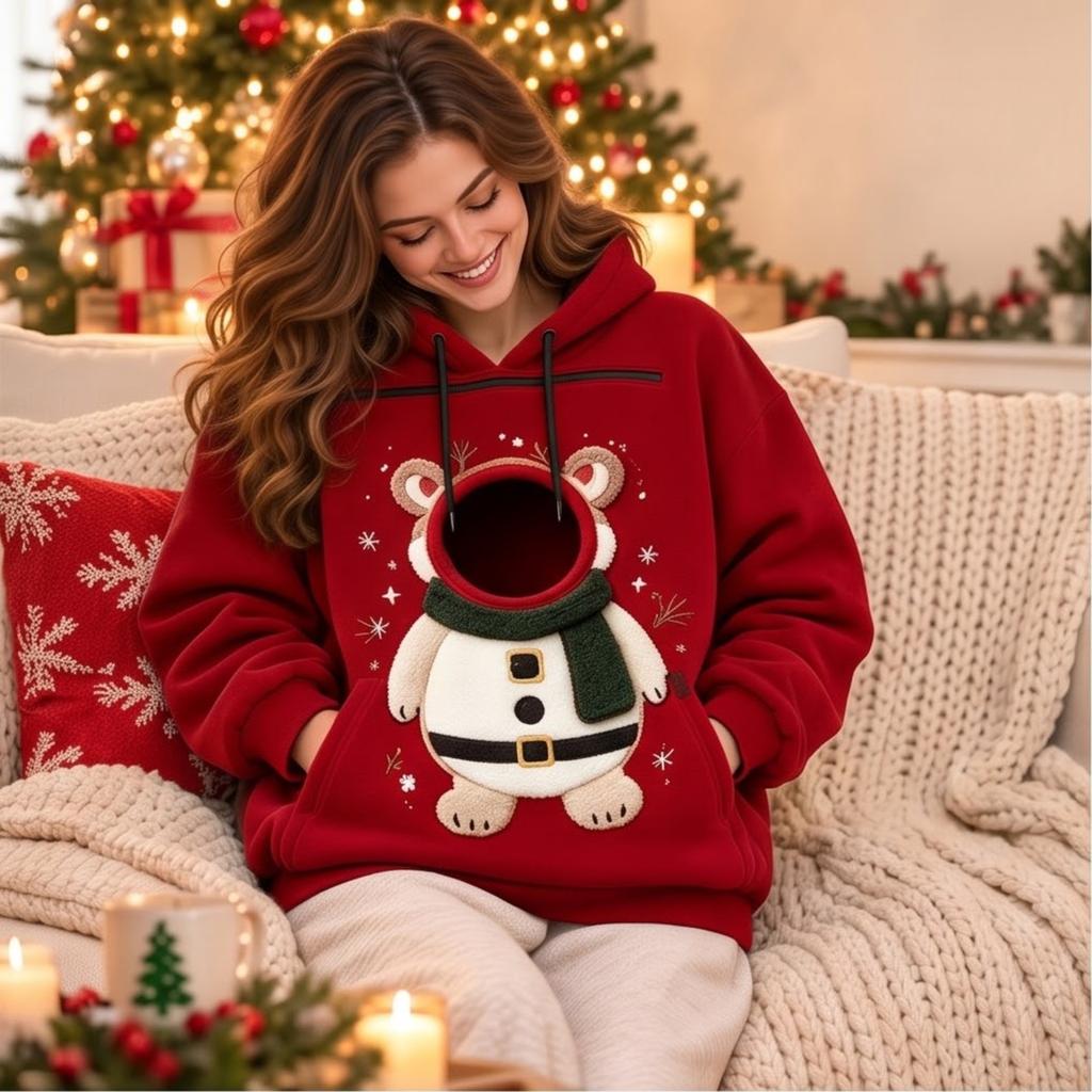 Felpa con cappuccio unisex alla moda a maniche lunghe con tasca per cane, felpa calda casual larga per l'uso quotidiano