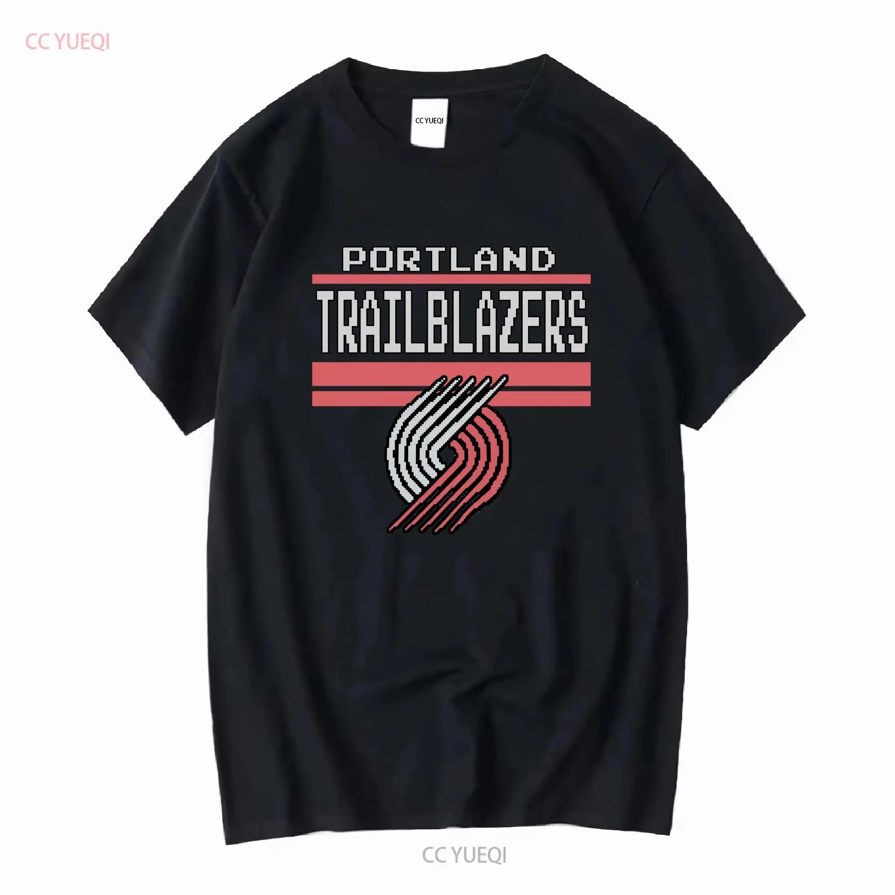 Portland Trailblazers Throwback Retro Vintage Pixel Art 8 Bit T Shirt vintage Washed Unisex streetwear Breathable Casual S