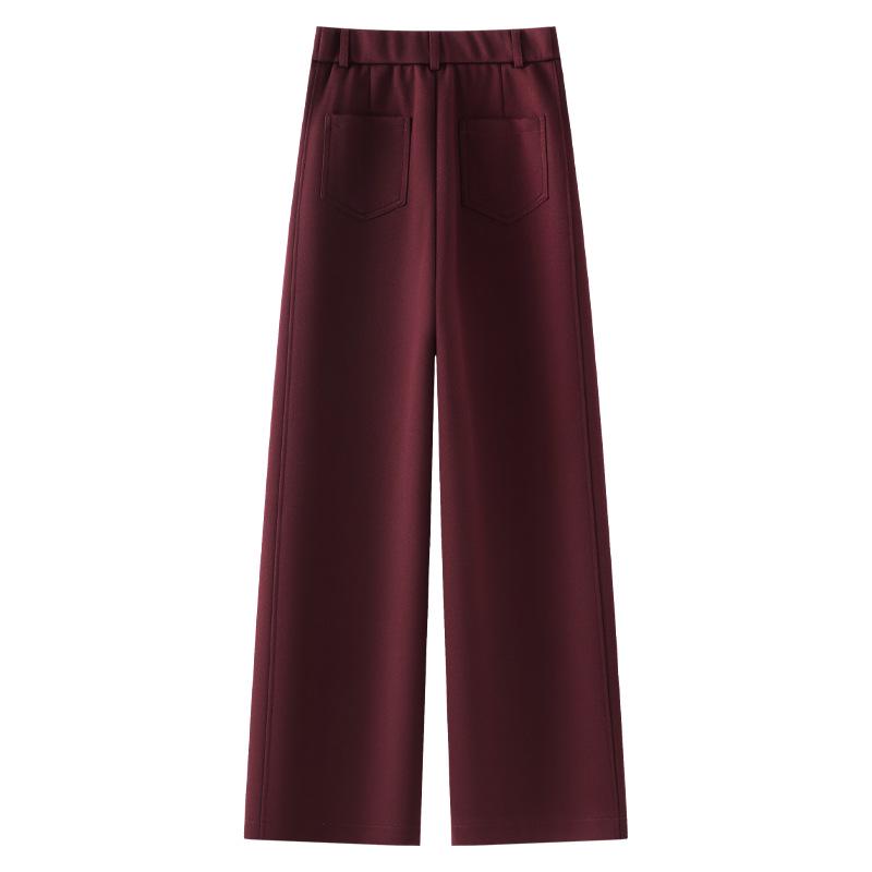 Ankola Dámské červené drapované kalhoty se širokými nohavicemi - Nová podzimní/zimní kolekce 2024