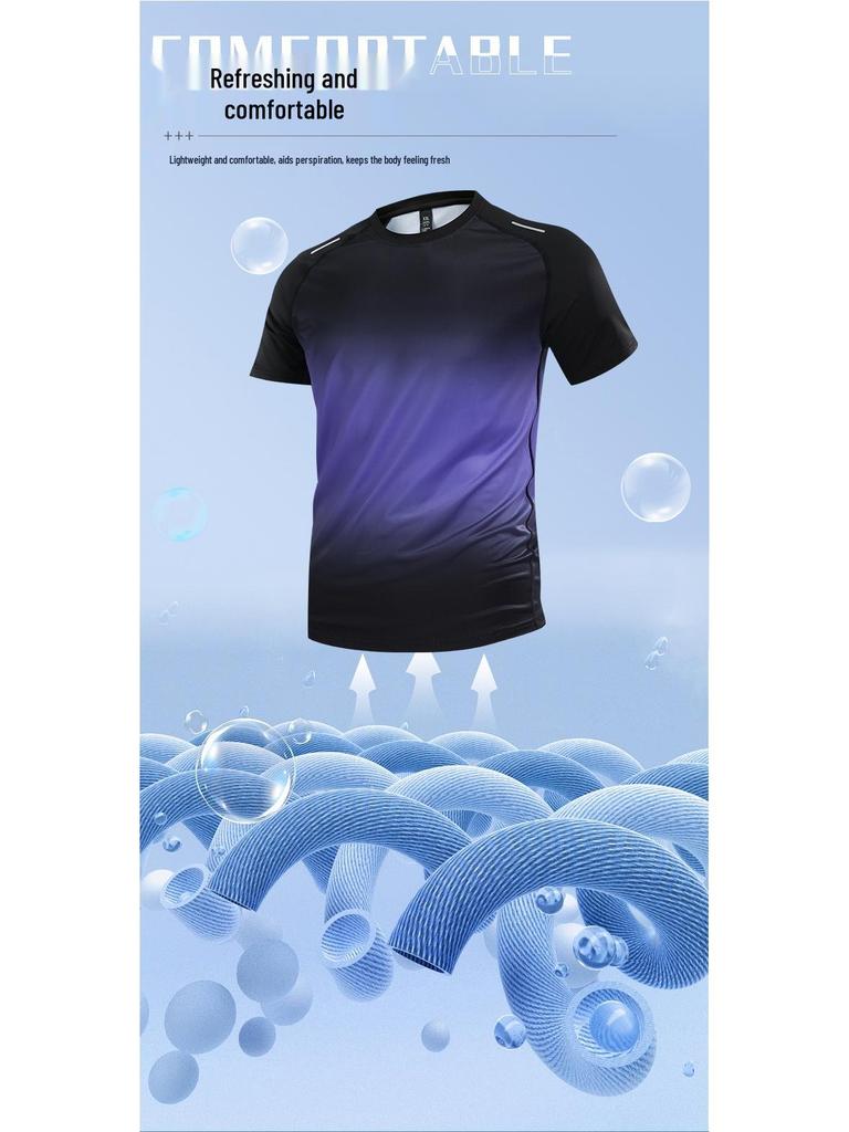 Men's Quick-Dry Tight-Fit Ice Silk Sports T-Shirt for Summer Running, Fitness, Basketball, and Cycling
