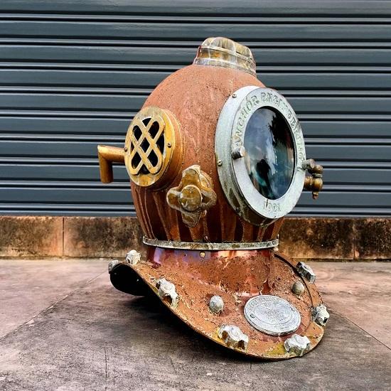 Rusty 1921 Anchor Engineering Diving Helmet US Navy Mark V Deep Sea Diver Helmet Nautical Helmet Maritime Gift