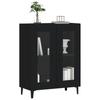 Entrance Side Cabinet / Sofa Sideboard / Living Room Storage Cabinet / Bathroom Shelf with Transparent Double Door Design, Black 69.5x34x90 Cm