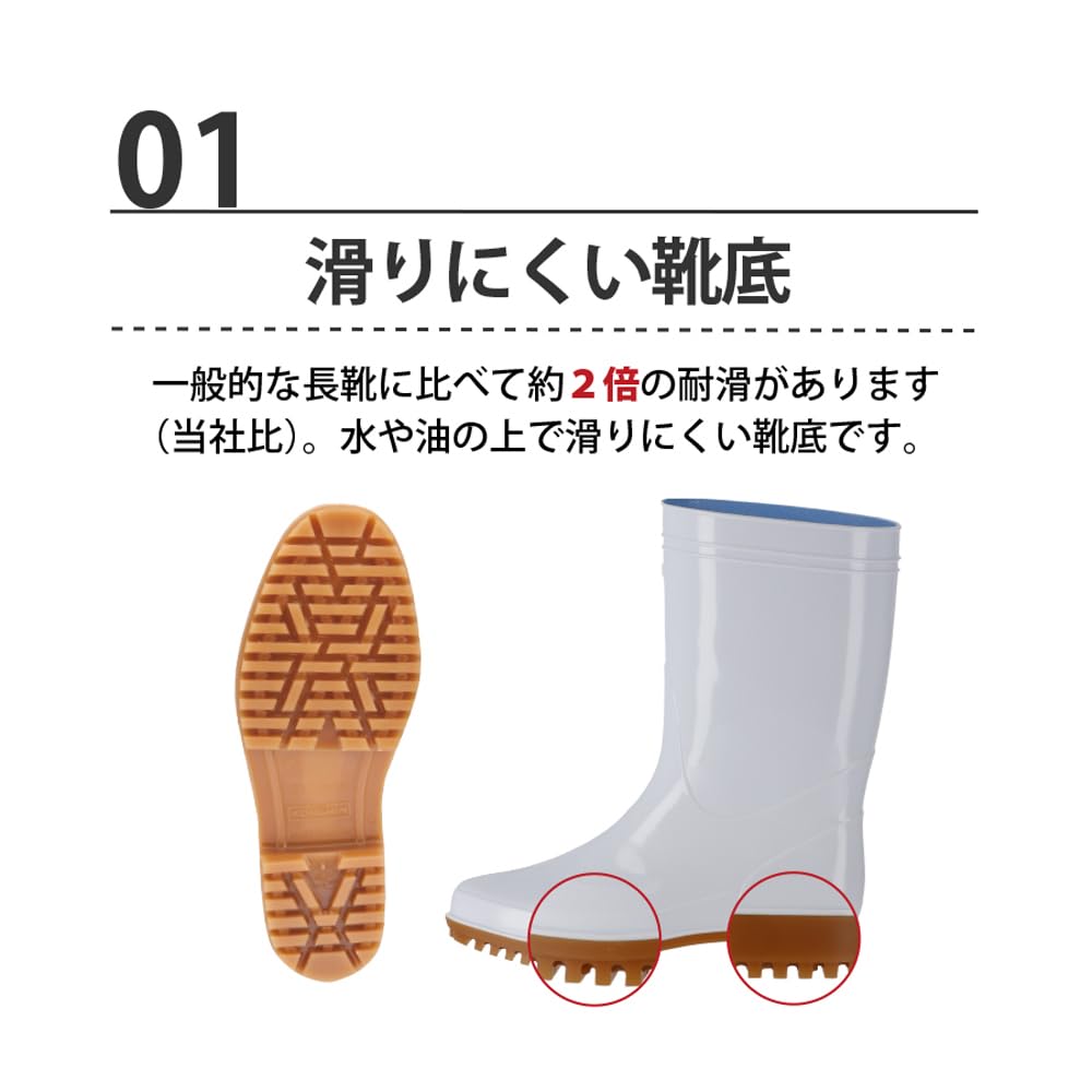 Botas de Chuva Zona 65123 Masculinas Branco 23cm Resistente a Óleo Antiderrapante Antibacteriano