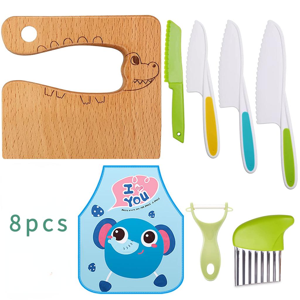 18-teiliges Kinder-Kochmesserset, Küchenmesser für Kleinkinder, Kunststoffmesser, Gemüseschneider, Wellenschneider, Kochutensilien für die Küche