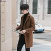 Men's 2022 Korean-Style Woolen Windbreaker Coat with Plus Velvet Long Jacket.