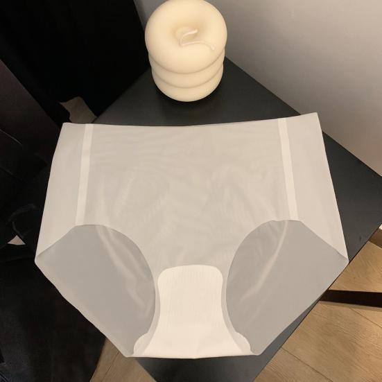 

Women s Ultra Thin Ice Silk Underwear Seamless Mid Waist Briefs Quick Drying Breathable Invisible Panties L белый