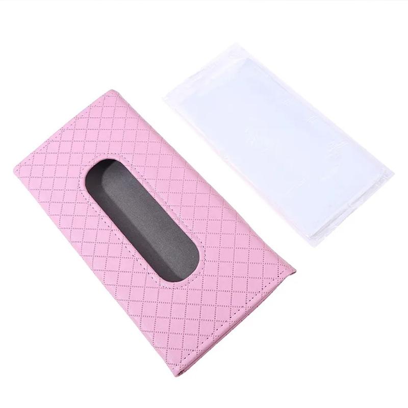 S Car Tissue Box Pu Leather Car Sunshade Plate Tissue Box With Tissue Universal Auto Interior Storage Decoration Accessories
