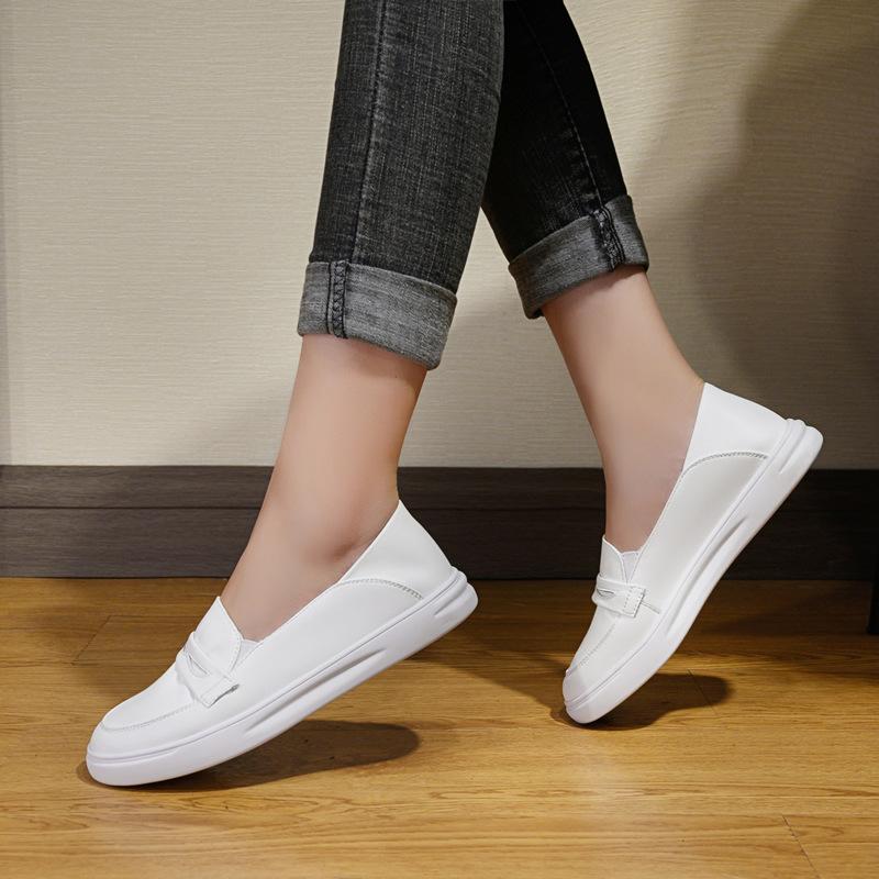 Cowhide version nurse shoes women's summer soft soles are not tired feet, non-slip small white shoes, thick soles increase height, work shoes white
