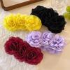 Vintage Large Solid Color Banana Hair Clip Soft Cloth Floral Non-slip Ponytail Holder for Girls Casual Daily Wear