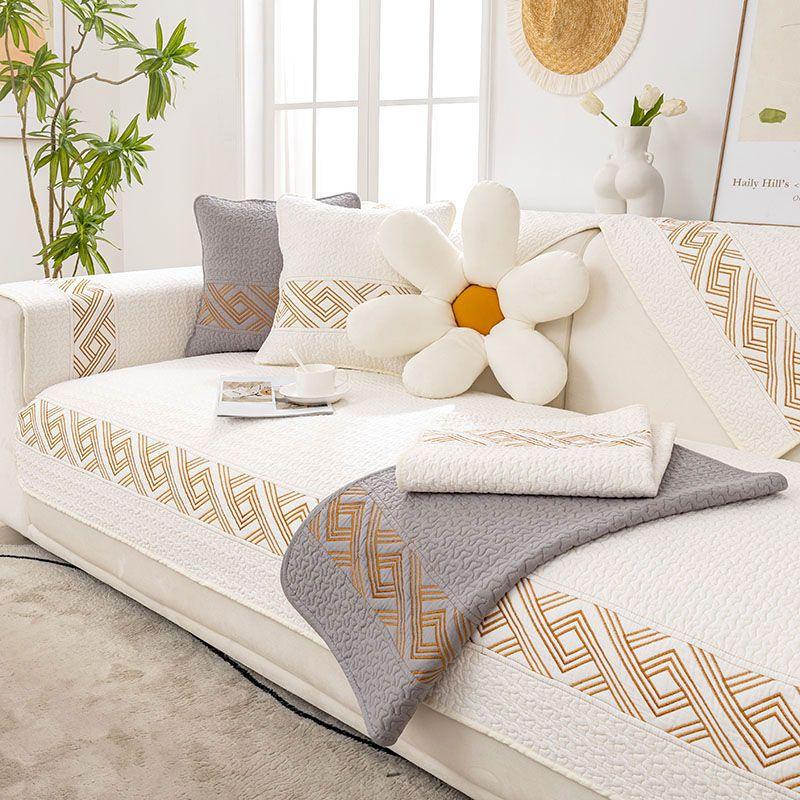 Sofa Cushion Four Seasons Pure Cotton Non-Slip Universal Non-Slip Cotton Simple Modern Cushion Leather Sofa Cover Cover Cloth