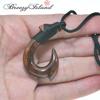 [Breezy Island] Hawaiian Accessory Koa Wood Pendant Fish Hook Size L - Hangs Up Good Fortune - Precious Hawaiian Koa Wood That Shines with an Amber