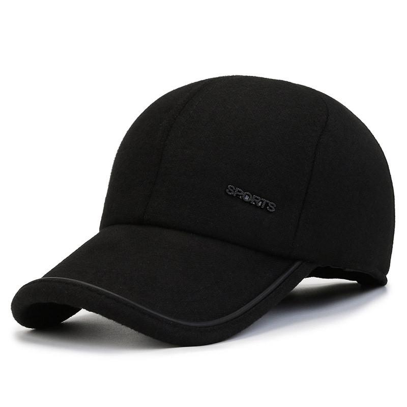 

Middle Sports Letters Aged Elderly Hats Autumn Winter Ear Protection Thick Warm чёрный