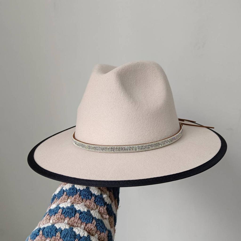 Bunte Perlen Fedoras Hut Herren Breiter Rand Fedoras Verbundener Jazzhut DIY Jazz Panama Schwarzer Hut Gorras para hombres