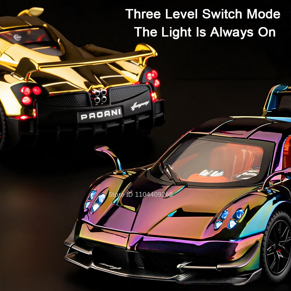 1:24 Scale Huayra BC 720S Sports Car Model Toy Sound Light Pull Back Supercar Shock Absorption Models Boys Gift Decoration