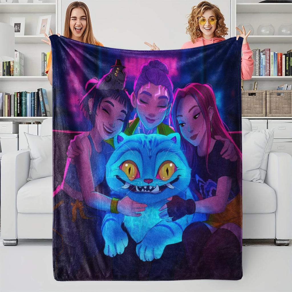 K-Pop Demon Hunters Regali per Fan Coperta Anime Coperta Plaid in Flanella Adatta Casa Tempo Libero Campeggio Viaggio Coperta Multifunzionale
