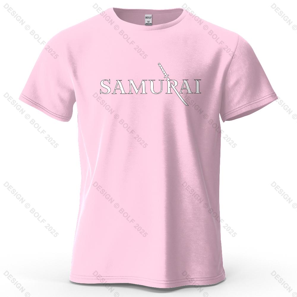 Samurai Sword Sharp Printed Men's T-Shirt 100% Cotton Oversized Martial Arts Fashion Graphic Tees for Women Tops Tees Streetwear