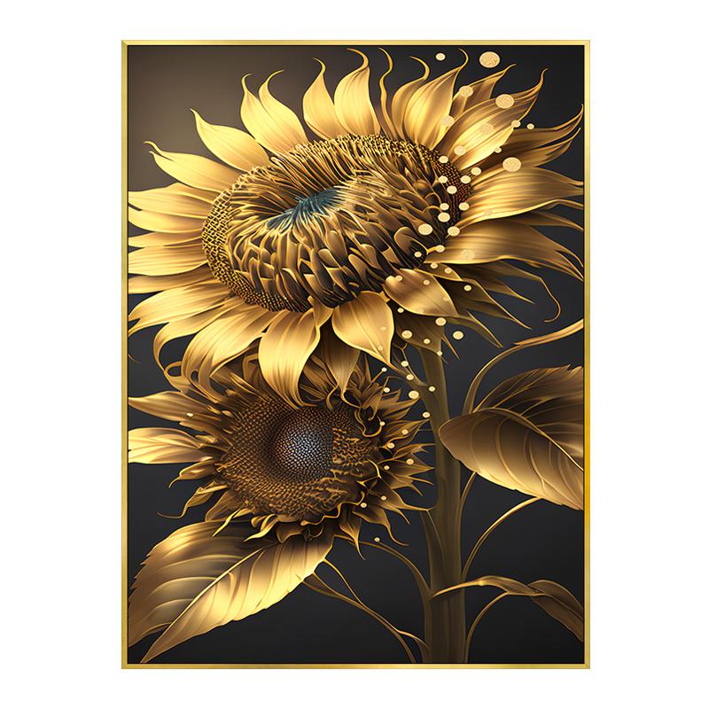 

Роскошный черный золотой цветущий подсолнух плакат принты современные декоративные картины холст настенные картины гостиная домашний декор 21x30cm No Framed