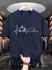2026 Unisexs Summer Fashionable Casual Loose Oversize Coffee And Heartbeat Pattern Printed O Neck Short Sleeve Tshirt Tops Unisex