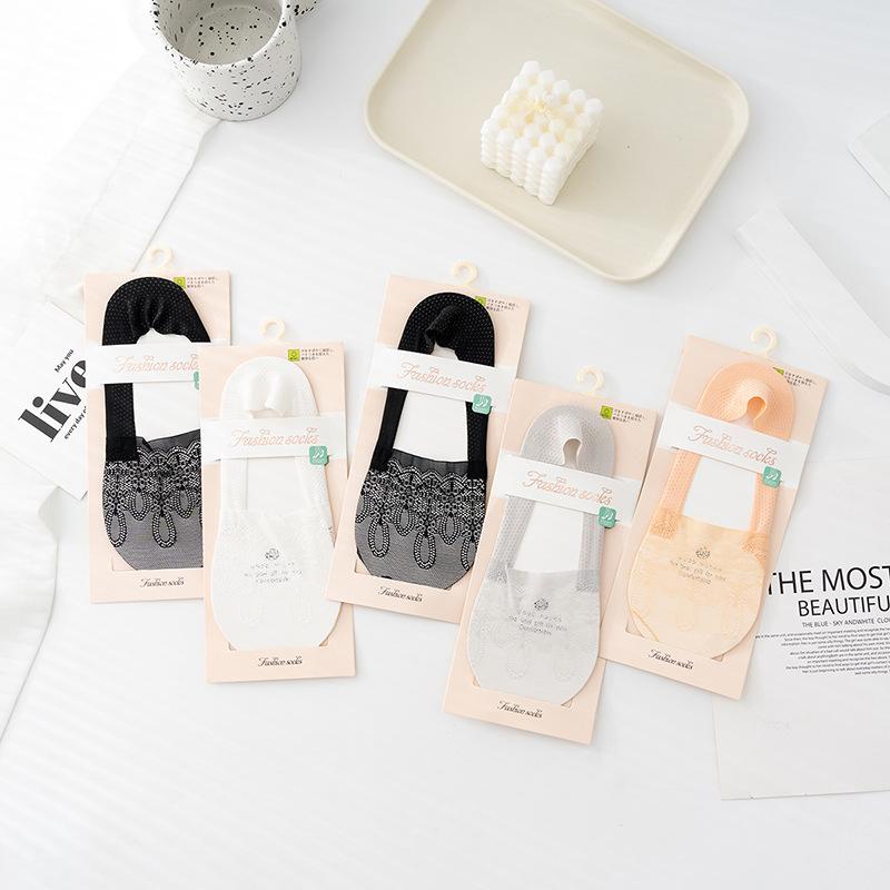 Summer Cotton, Socks Lace Women'S Silicone Non-Slip Invisible Socks, Breathable Socks, Women'S Socks