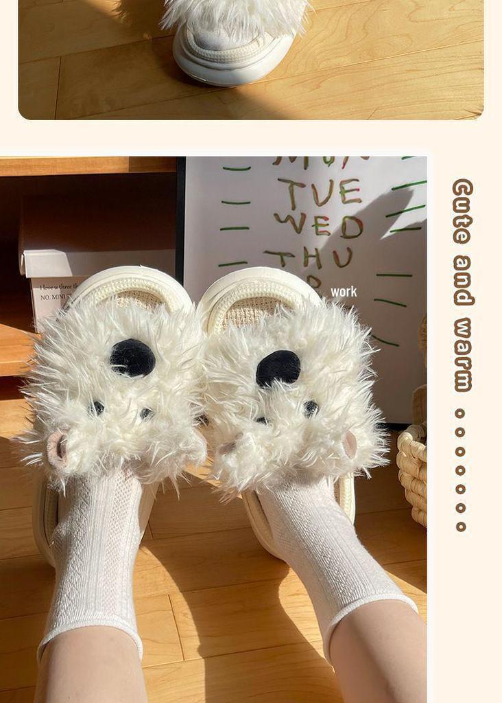 Red Book Cartoon Puppy Summer Linen Slippers - Thick Sole, Soft Cotton, Perfect for Girls' Home Use