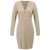 Women's Knit Dress  Sexy Hip Lace Lace Ribbed Dress