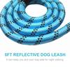 5ft Reflective Dog Leash Strong Dog Leash with Comfortable Padded Handle Traction Rolled Dog Leads Anti-Slip Handle Dog Leash Rope for Large