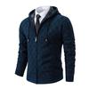 Winter Men's Cardigan Sweater with Thick Velvet and Loose Casual Hooded Knitted Jacket for Outerwear