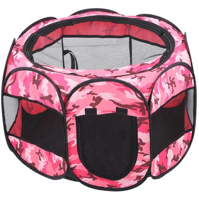 Faltbarer Laufstall für Haustiere, Netzgewebe, Freiluft-Übungsstall, Zelt, Haus, Spielplatz für Hunde und Katzen, XBD95, Rosa