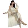 Pure Personality Pajamas Lace Solid Color Suspender Skirt Thin Belt Morning Robe Robe with Chest Pad Chain Long Loungewear