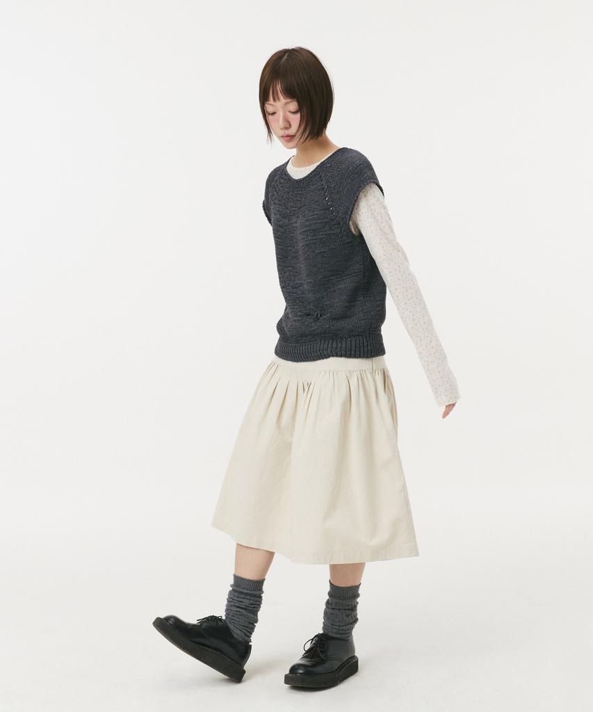 Ohesio Weaving Pocket Cap-Sleeve Knit, Charcoal