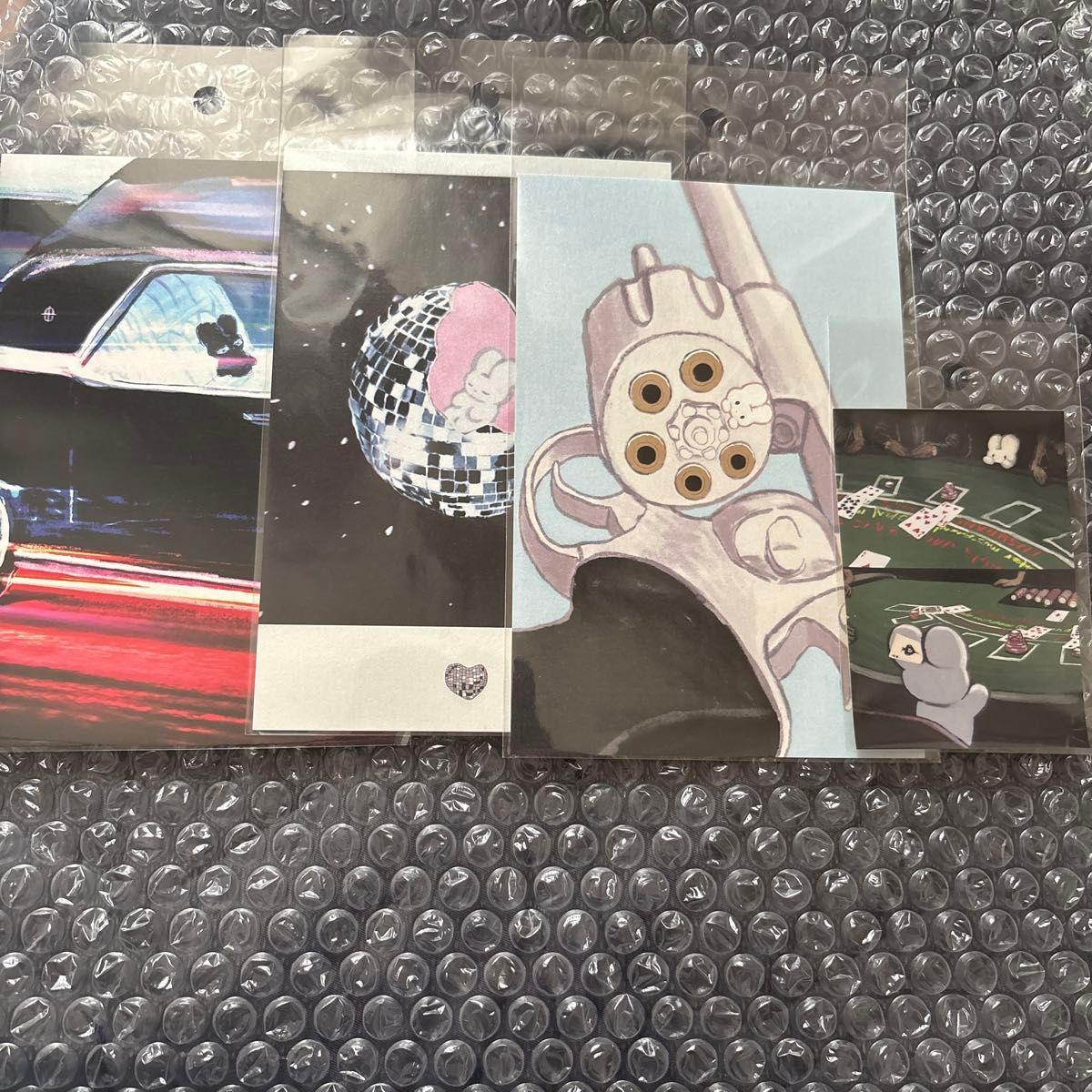 Used beco+81 Shirimimi Rabbit Velvety Pearl Postcards and 1 Sticker Set