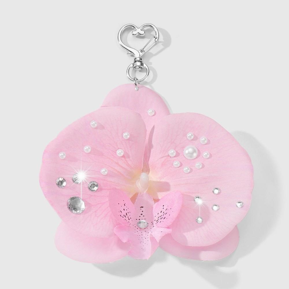 

Simulation Butterfly Orchid Orchid Lily Keychain Rhinestone Pearl Flower Bag Pendant Simulation Flower Keychain