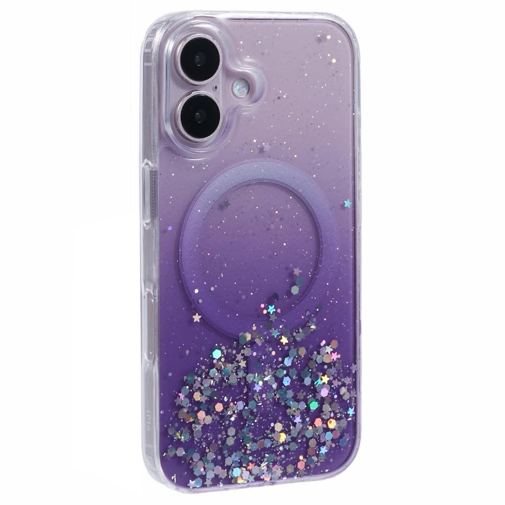 For iPhone 16 Plus Case Compatible with MagSafe Sparkle Epoxy TPU+Acrylic Phone Cover