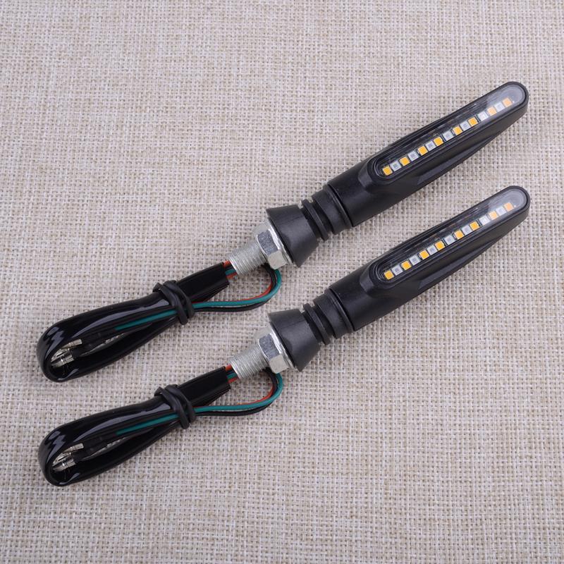 2pcs Yellow Sequential Flowing LED Motorcycle Turn Signal Lamp Indicator Light DRL