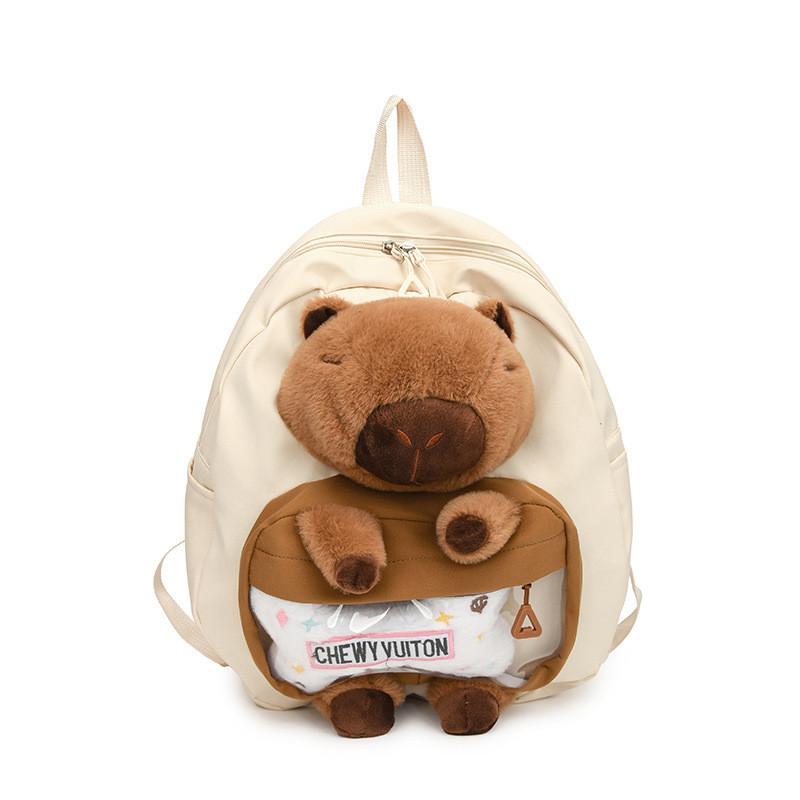 Chic Capybara Plush Backpack Versatile Unisex School Bag For Trendy Girls And Boys
