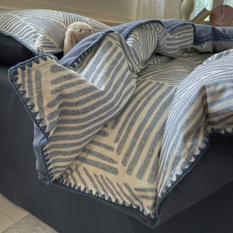 OEING Jiansen-Blue Thickened Fitted Sheet Set