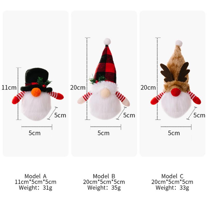 New Christmas LED Doll Pendant Christmas Tree Ornaments Santa Gnome Plush Doll for Home New Year Xmas Decoration Party Favors