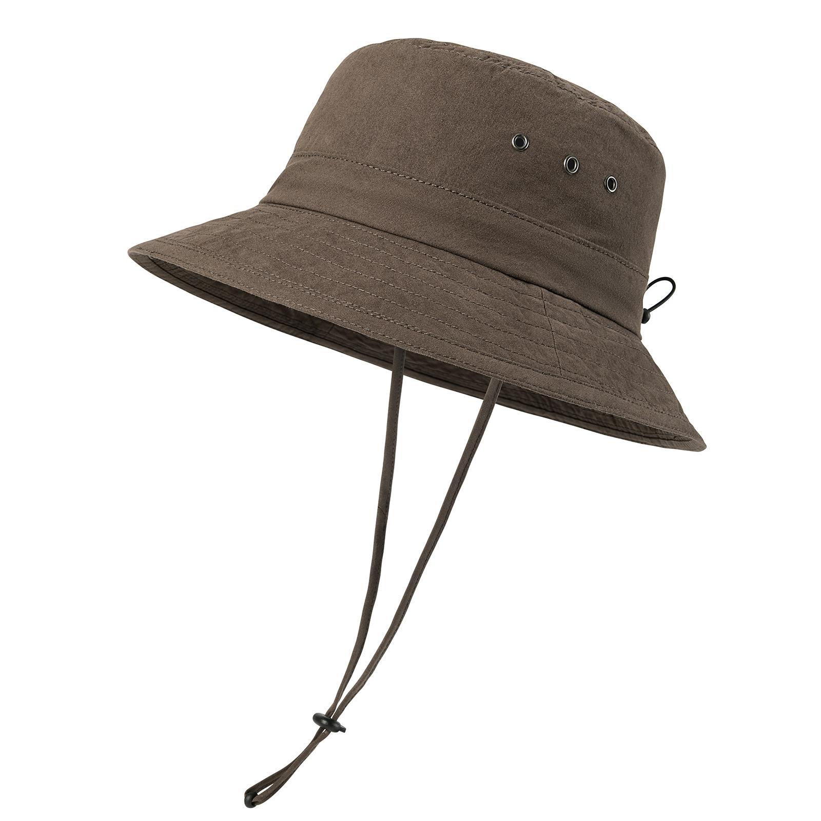 

VOBOOM Men Cotton Washed Bucket Hat Packable Boonie Cap Sun Protection Visor Cap 58-60CM кавовий