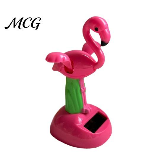 Durable Solar Dashboard Ornament Crane Bobble Head Car Decor, Cute Animal Ornament, Interior Decoration, Creative Home Office Gift Bright Rose