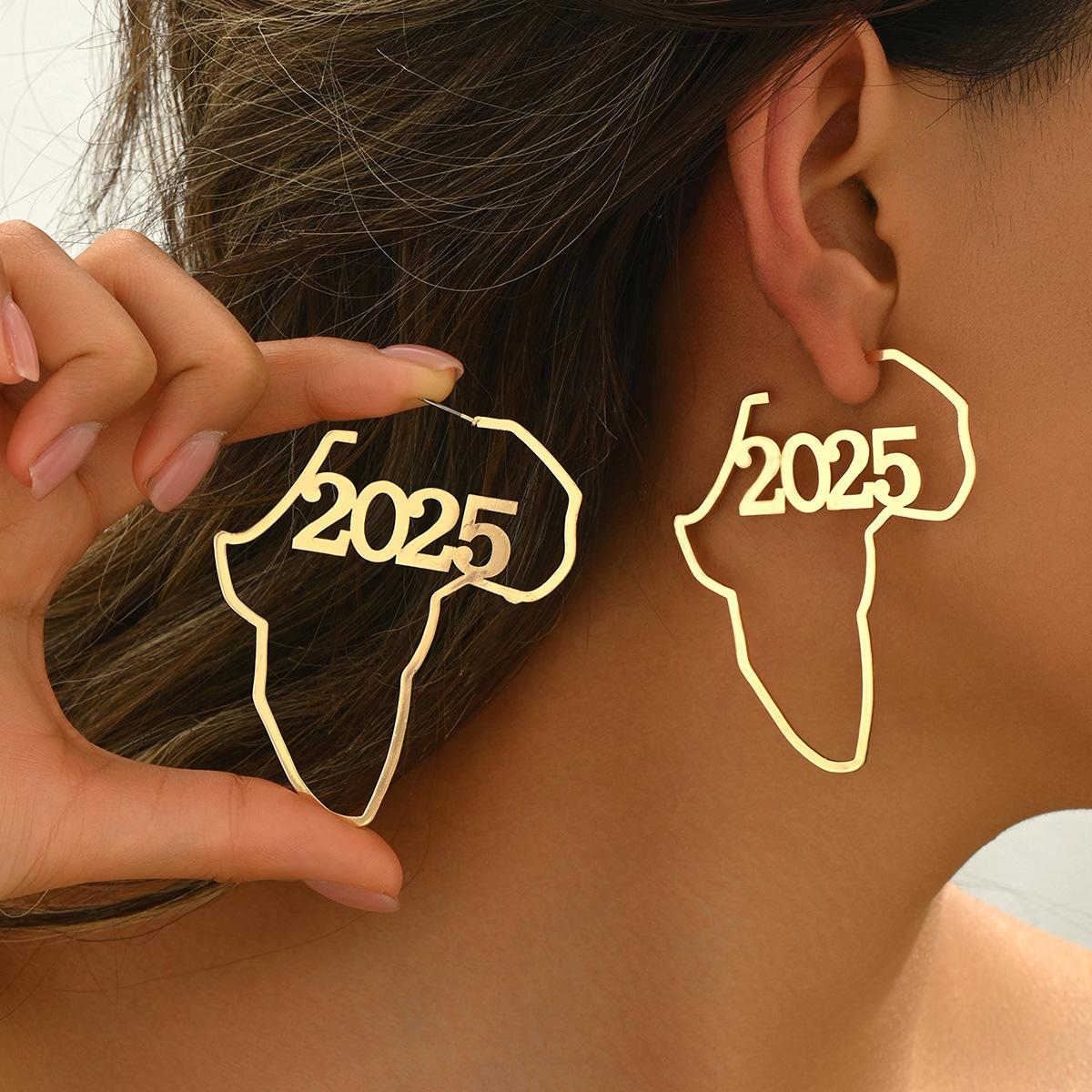 

2025 New Digital Earrings Female Original Digital Design Earrings Versatile Premium Geometric Earrings Female